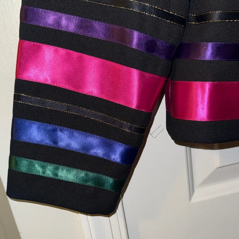 Talbots Vibrant Striped Blazer with Black Ribbon Accents size 8 - Picture 5 of 14